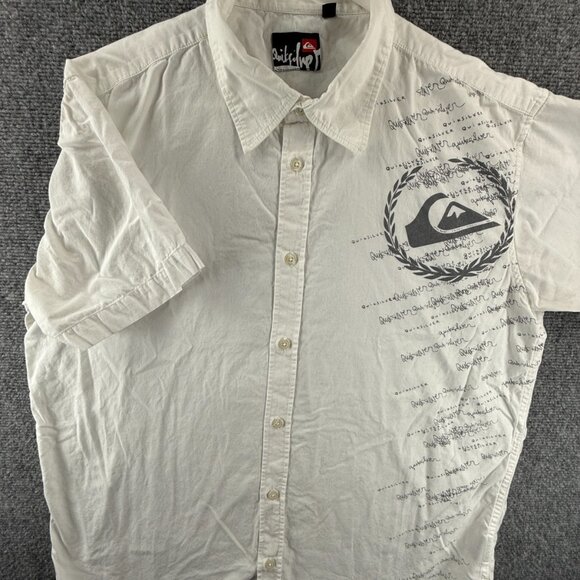 Quiksilver Cotton Short Sleeve Point Medium Graphic Print Black Streetwear Shirt - Picture 1 of 13